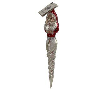 Radko ST NICKCICLE Icicle Spiral‎ 10” Ornament 92-107 Santa Claus 2-Sided Icicle